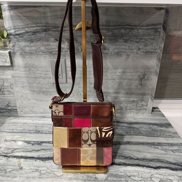 Coach Patchwork Crossbody Bag‎ - Brown, Pink, Gold - Picture 1 of 14